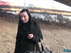 Rock chick gets fucked outside in public place