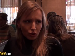 Very sexy blonde gets naked for money