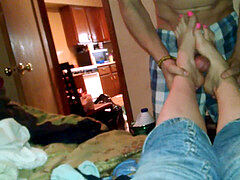 Annette baby mama footjob