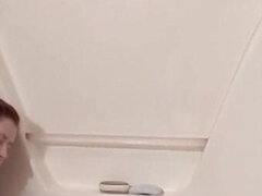 18, 화장실, 크고 아름다운 여자, 얼굴에, 보지, 빨간 머리, 샤워, 청소년