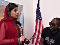 Nadia Ali Learns To Handle Loads of Black Purple poles