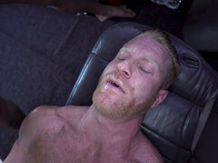 Pulled straight amateur watches man cum in van outdoors