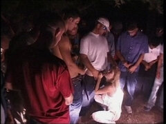 Amateur Bukkake for Young Slave and Milfass Fucked and Cummed on Pussy by Roco Siffredi