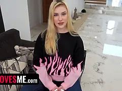 크림파이, 깊은목구멍, 도기스타일, 얼굴에, Hd, 타는, 청소년, 젖가슴