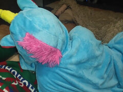 Little Princess in Unicorn Pajamas Sucks Cock!