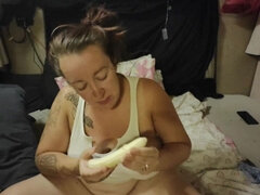 Amateur, Couple, Fétiche, Nourriture, Femme au foyer, Chatte, Gicler, Tatouage