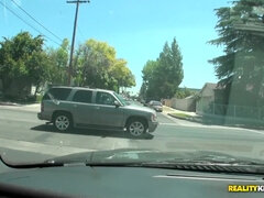 Brunette Ignites Wild Passion in Street Car