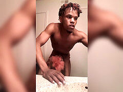 Negro, Latina, Pequeña, Medias largas, Chupando, Adolescente