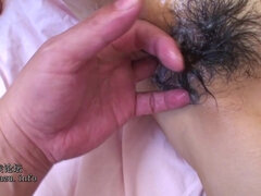 Asian MILF plays with thick fake dick