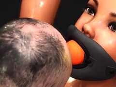 Doctor midget fucks hard a sexy cuffed ball gagged brunette in the lab