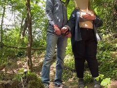 Sædskud, Håndjob, Hd, Ældre kvinde, Naturlig, Naturlige bryster, Offentlig, Søn