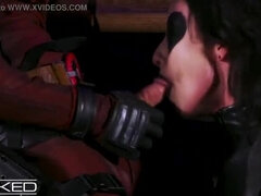 Jennifer White Gives Deadpool a Hard Blowjob and Takes a Cumshot on Her Face