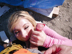 Blond, Kukk suging, Slikking, Utendørs, Synsvinkel, Tenåring