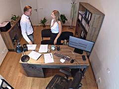LOAN4K. Hot blonde is riding a huge dick in the office and cheating on her husband: Porn