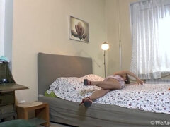 Culo, Rubia, Peludo, Lencería, Medias largas