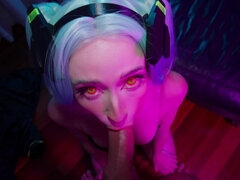 Scarlet Chase's Blonde Passion Ignites in Cyberpunk Breeding Heat