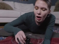 Blonde Sex Slave Angel Amour Gets Degraded with Socks, Piss, and Rimjobs