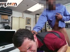 Interracial sub hunk gets his ass drilled by BBC hairy cock cub at work