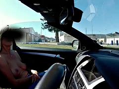 Leie, Auto, Flashen, Französisch, Hd, Öffentlich, Titten, Ehefrau