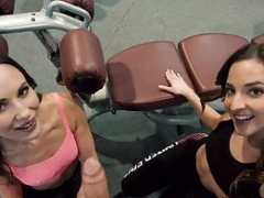 Wonderful threesome in the gym Point of view
