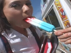 Schoolgirl Takes A Hard Cock After Deepthroating That Ice Cream