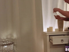 Crazy dark haired lady pummeled by 2 mischievous spunk-pumps