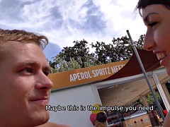 HUNT4K. Cuckold lets rich stranger fuck his girlfriend in the park for money