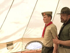 A couple of DILFS are fucking Johnny Hunter in the tent