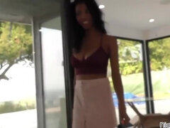 Nia Nacci - Teen Ebony Gets Two White Dicks To Play With