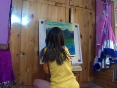 오랄섹스, 흑갈색 머리, 커플, 집에서 만든, 인도인, 다른 인종간의