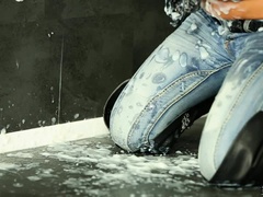 Amatorka, Buty, Erotyczna dziura, Dżinsy, Satyna, Solo, Cycki, Mokry