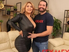 Beautiful big-bottomed chick Sandra Paola is jumping on a big cock