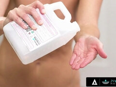 India Summer's naughty step-niece gives her niece's boy friend a warm nuru-massage & a facial