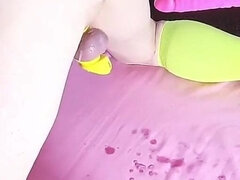 Chastity Cage Dilfs Anal Dildo Fun on the Fucking Machine