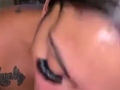 Curvy Latina with big tits sucks BBC