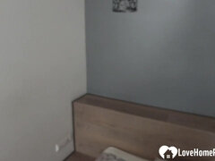 Eager blond hair lady milks her exciting husband dry