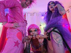 Jessie Rae Meets the Purple & Pink Cock Crazed Clowns