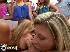 Sara Jay, Courtney Cummz, and Jamie Valentine get down and dirty in a wild college dorm party with big boobs, fake tits, and wild ass
