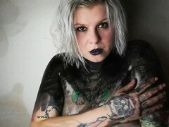 Creepy goth massage with body paint twist