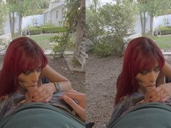 Amateur redhead gives sensual blowjob in VR porn