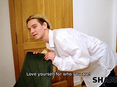 Karina Fox gets her mouth and pussy silenced for a hot fuck from her horny neighbor