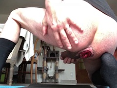 Magnificent final cumshot after a good anal insertion