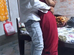 Indian Bhabhi was fucked by her neighbor brother-in-law by lifting her leg when no one was at home