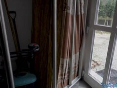 Leie, Blasen, Braunhaarige, Flashen, Leder, Strumpfhose, Pov, Muschi