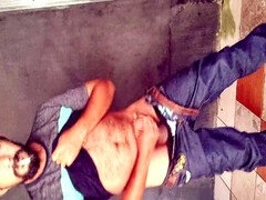 Hairy redneck Stink Hairymale smokes while rocking his jeans