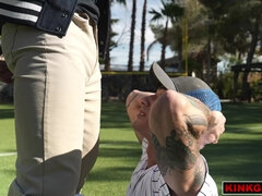 Siren Santiago shows off his hole for Evan Jordie