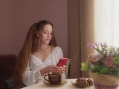 금발의, 귀여운, 여자, 오르가슴, 팬티들, 보지, 혼자, 청소년