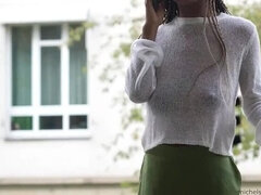 Michel Chloe Braless See Through Outfit Public Flashing German Outdoor HD