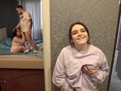 Enthousiasteling, Mooie dikke vrouwen, Man die toekijkt, Sperma in mond, Sperma shot, Russisch, Bekijker, Vrouw