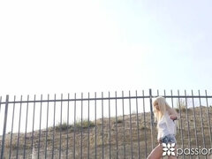 Blonde Hiker thirsty for Water and Wiener